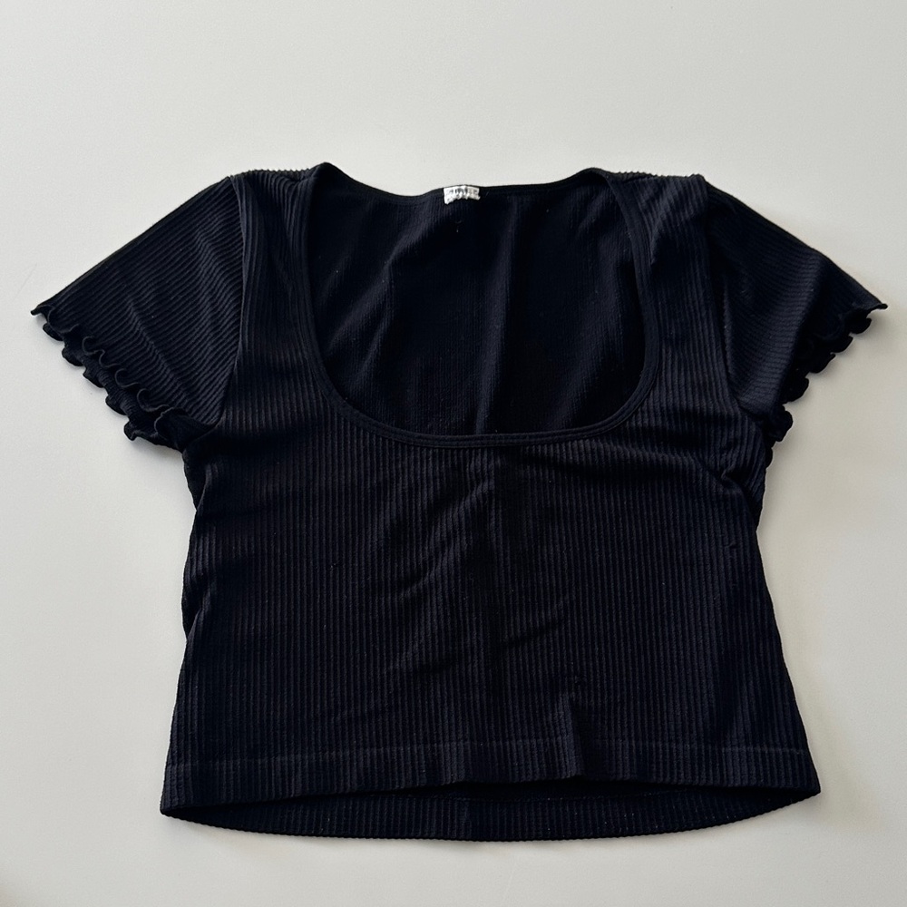 Black Ribbed Women's Top stretchy